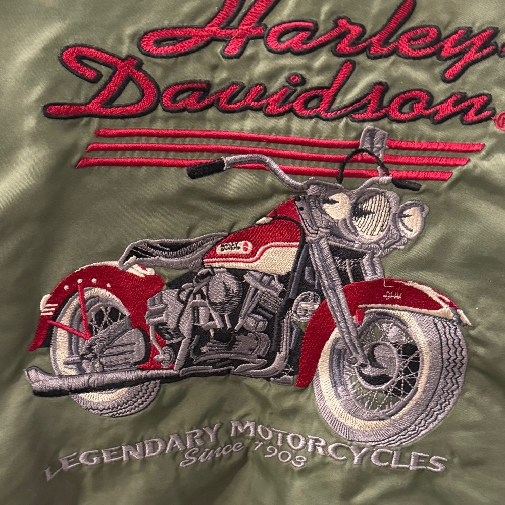 Harley Davidson Men's Green Bomber Jacket - Picture 10 of 13
